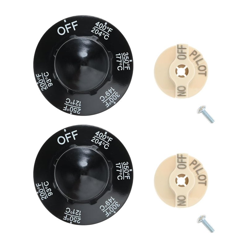 DRELD Temperature Control Valve Beige Pilot Dial Knob and 200-400°F Thermostat Dial Knob for Fryers, Range, Braising (Pack of 2) - Image 1